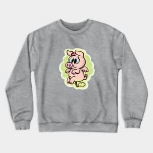 sweet happy flying pig and makes a fart Crewneck Sweatshirt